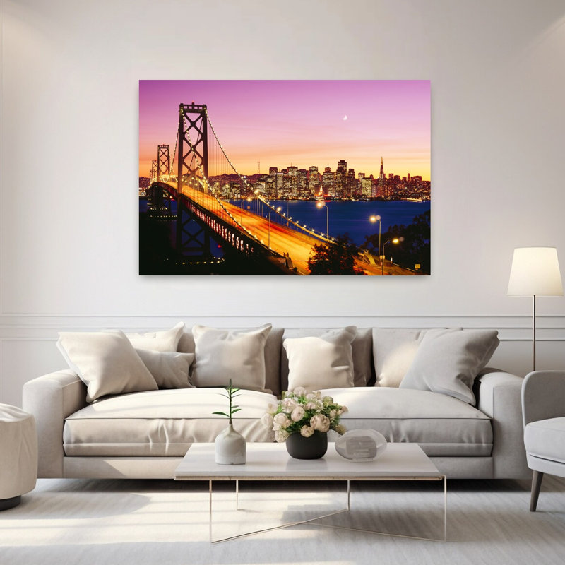 Arbre de la ville de San Francisco, États-Unis, Californie, pont au crépuscule, art contemporain contemporain