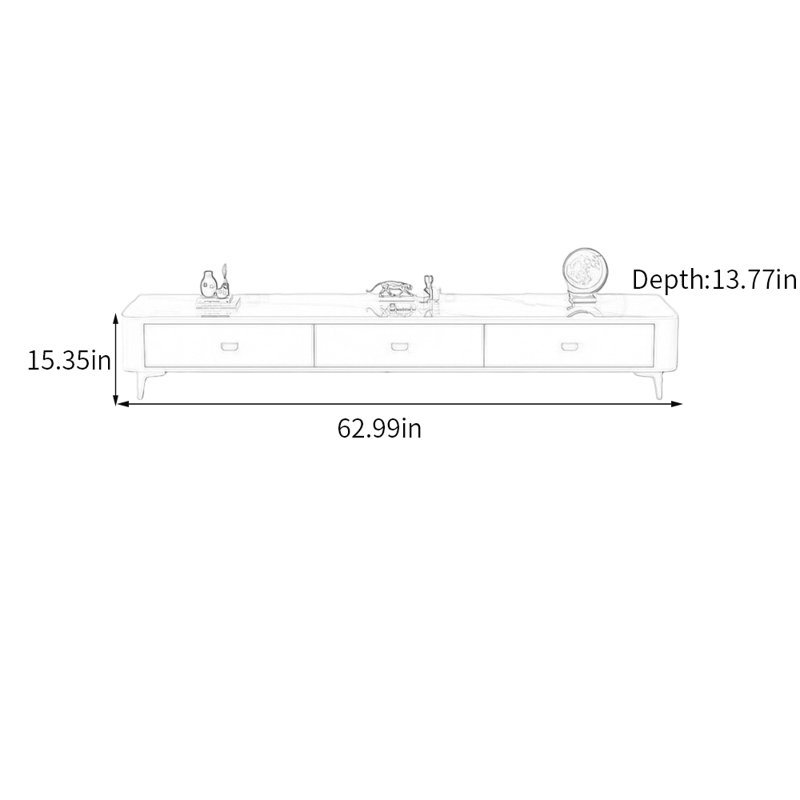 Meuble télé Luxury, 15.35"H x 62.99"L x 13.77"W, Blanc