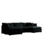 En forme de U pour le salon, 5, 2 repose-pieds, chenille noire, repose-pieds modulaire réversible 5 en coin, avec cadre, salon confortable,