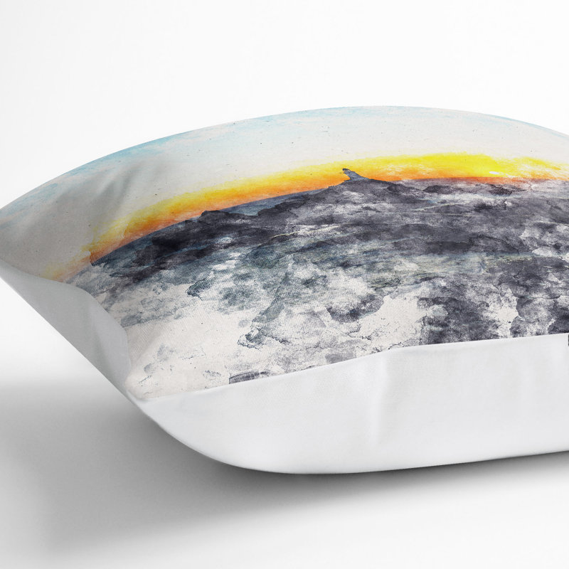 Lighthouse in Jersey Watercolour Cushion with Filling, 55cm H x 55cm W x 20cm D, White