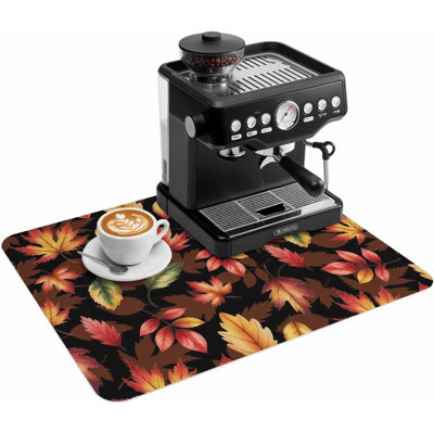 Tapis de cuisine, sous-tapis à café, motif de feuilles d'érable orange automnales, absorbant et antidérapant, accessoire de bar à café, tapis d'égouttage pour comptoir de cuisine, motif aquarelle sans couture, 40,6 x 61 cm