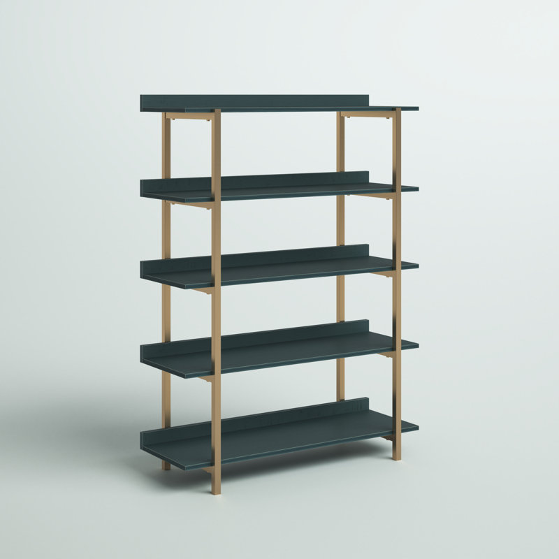 Auden 56.75"H 5-Tier Display Bookcase, Antique Blue