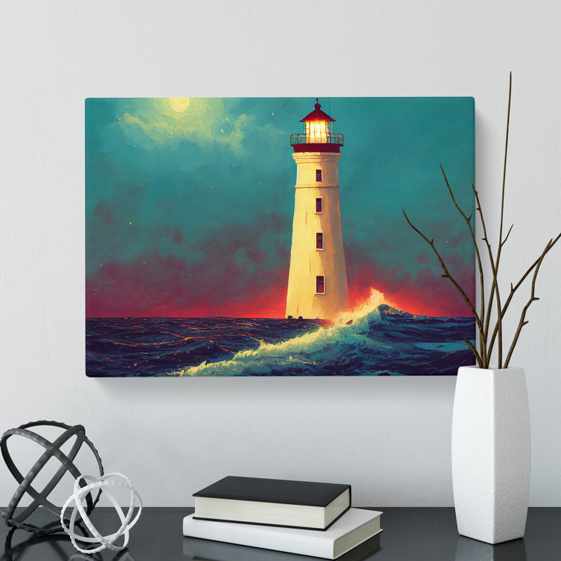 Dreamy Lighthouse - Wrapped Canvas Painting, 35cm H x 50cm W x 3cm D