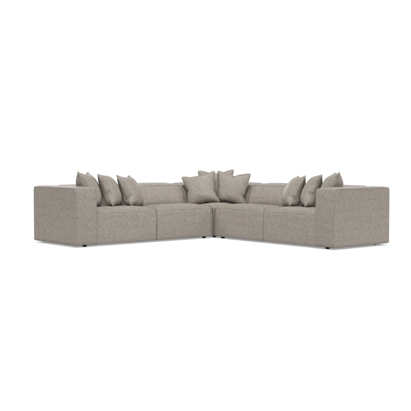 Bliss Sectional, Light Brown Polyester, 28" H x 123.5" W x 123.5" D