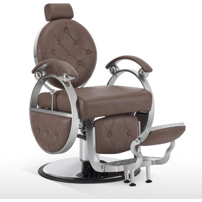 Damayah Faux Leather Salon Chair, Reclining Barber Chair