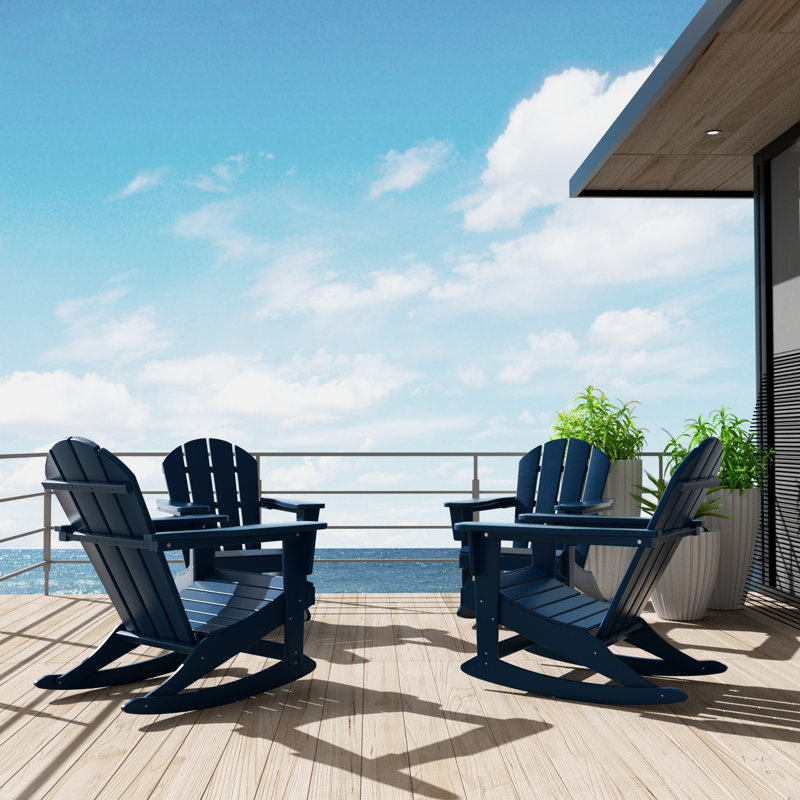 Chaise Adirondack à bascule en plastique / résine Laguna (ensemble de 4), Bleu marine