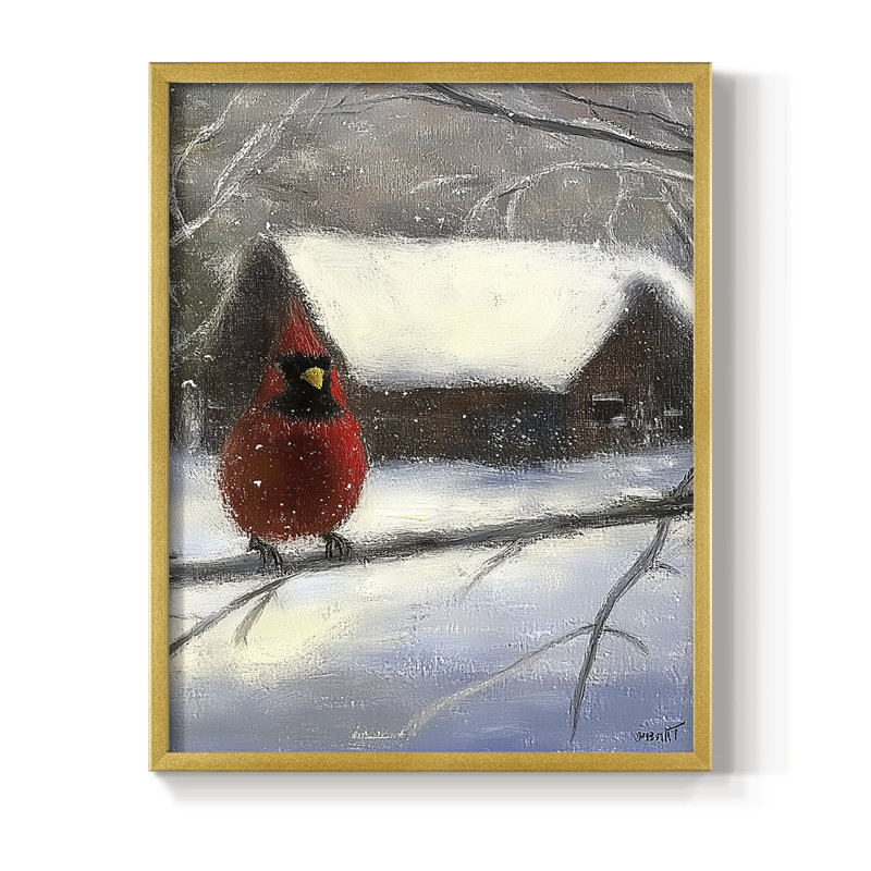 «Christmas Holiday Art CDXLVI», reproduction d'art encadrée - bois massif, H 30 po x l 24 po, Doré
