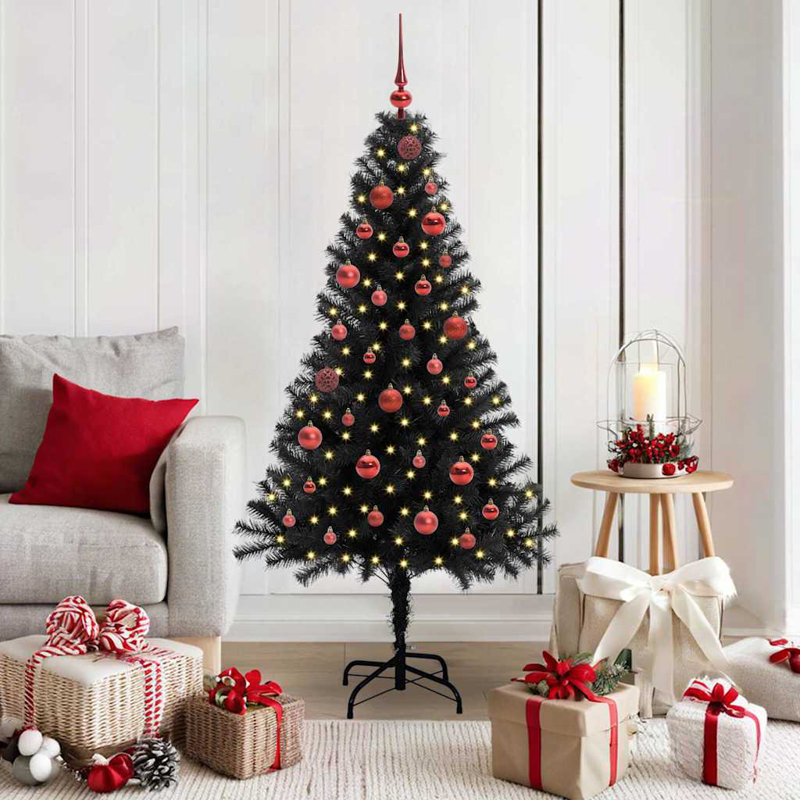 Christmas Tree with 150 LEDs with Stand PVC, 4.92' H, Red