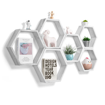 6 Piece Hexagon Floating Shelf