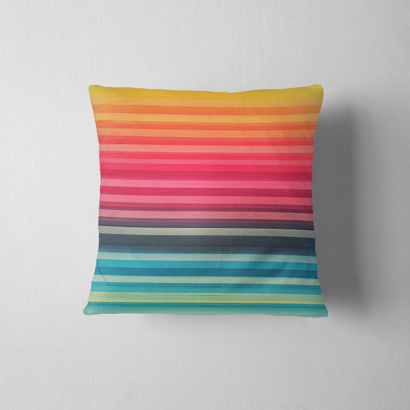 Housse de coussin réversible, H 18 po x l 18 po, Jaune / rose / bleu / rayé