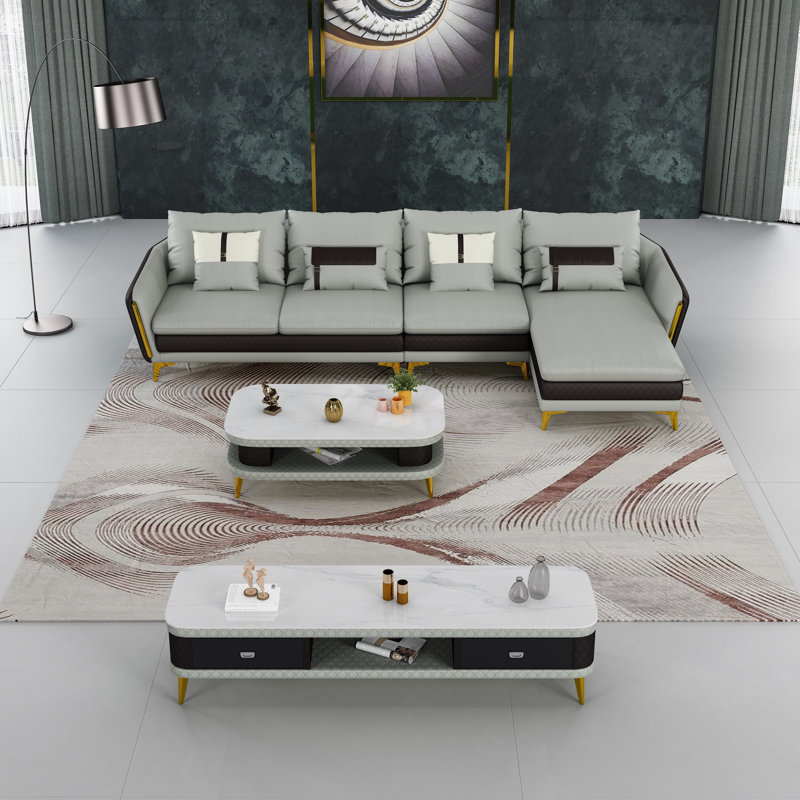 Leather L-Shaped Sectional, Right Hand Facing