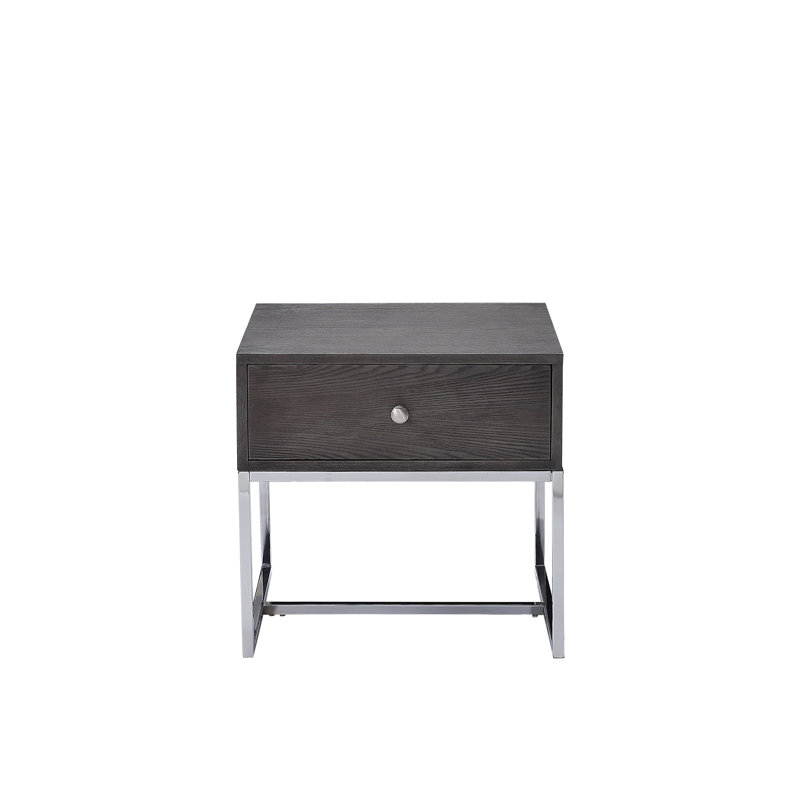 Iban Gray Oak & Chrome Finish End Table