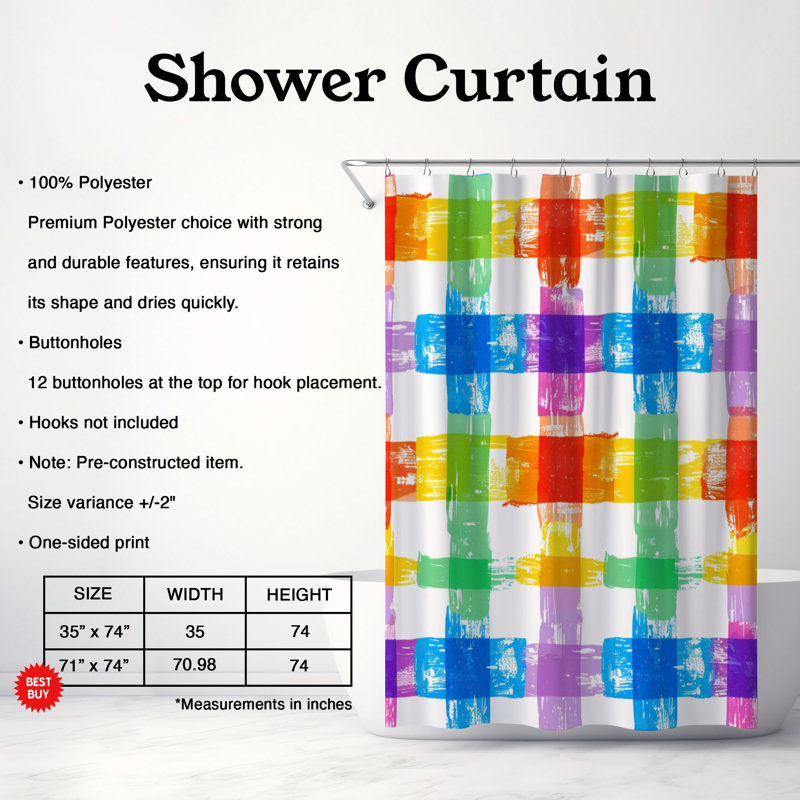 Rideau de douche Prideful Color - Premium 195, H 74 po x l 71 po
