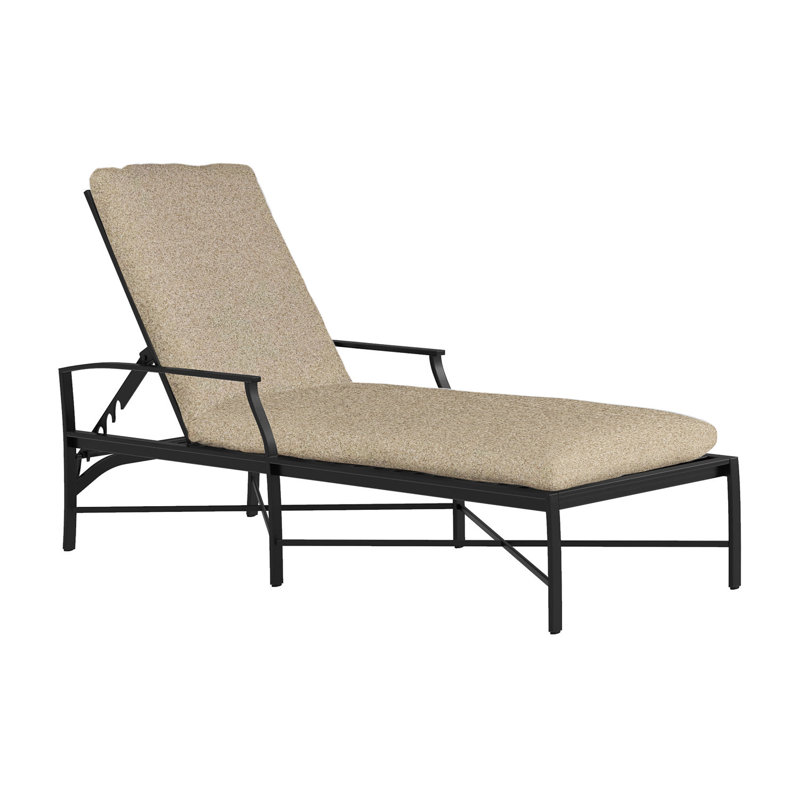 Monaco 76" Long Reclining Single Chaise with Cushions, Welt, Natural White, Slate Gray