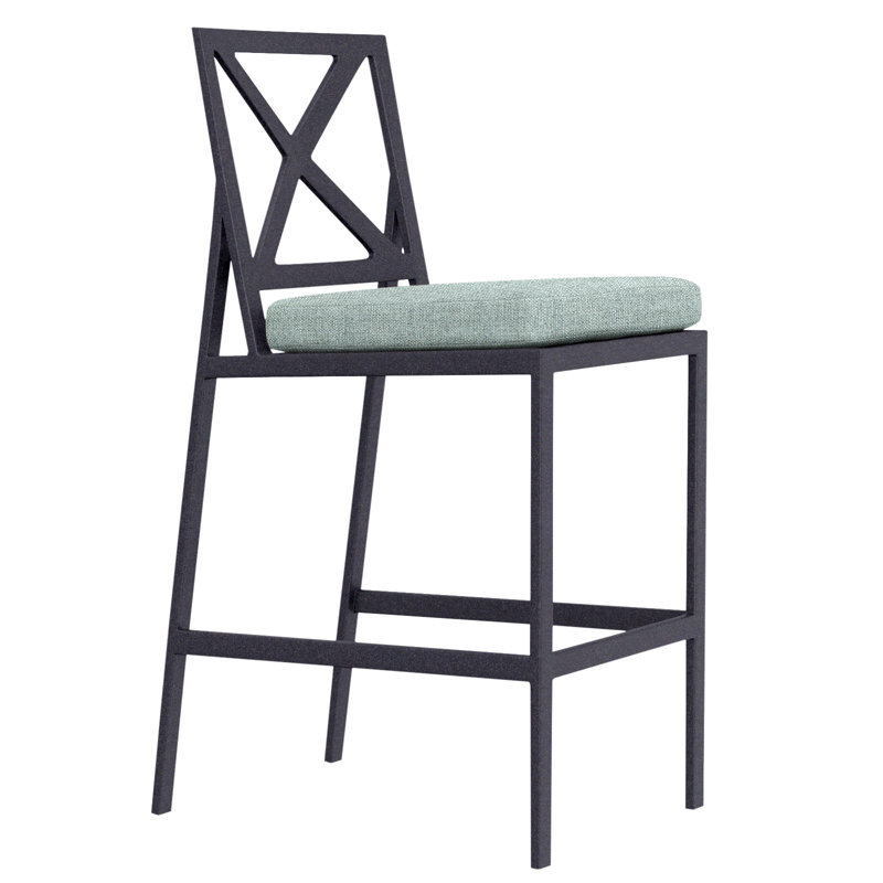 Marin Outdoor Bar Stool, Graphite, Flagship Stone Sunbrella®, 32"