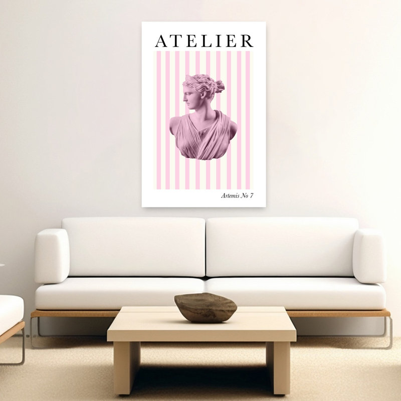 Modern Pink Artemis Bust Elegant Minimalist Modern Architecture Wall Art Print by Talitha McQueen - Wrapped Canvas Print