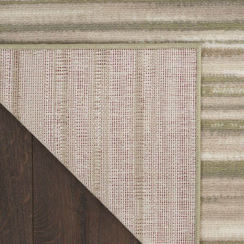 Abstract Machine Woven Area Rug in Green/Ivory, Rectangle 7'10" x 9'10"