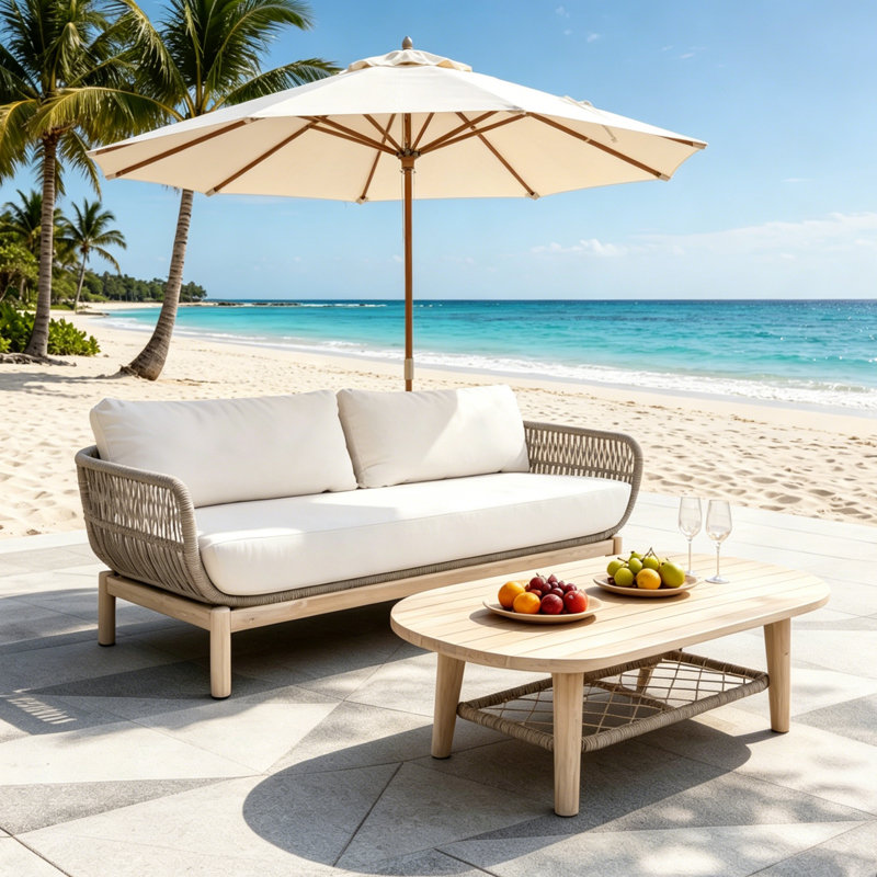 Banc de jardin extérieur avec table basse rectangulaire