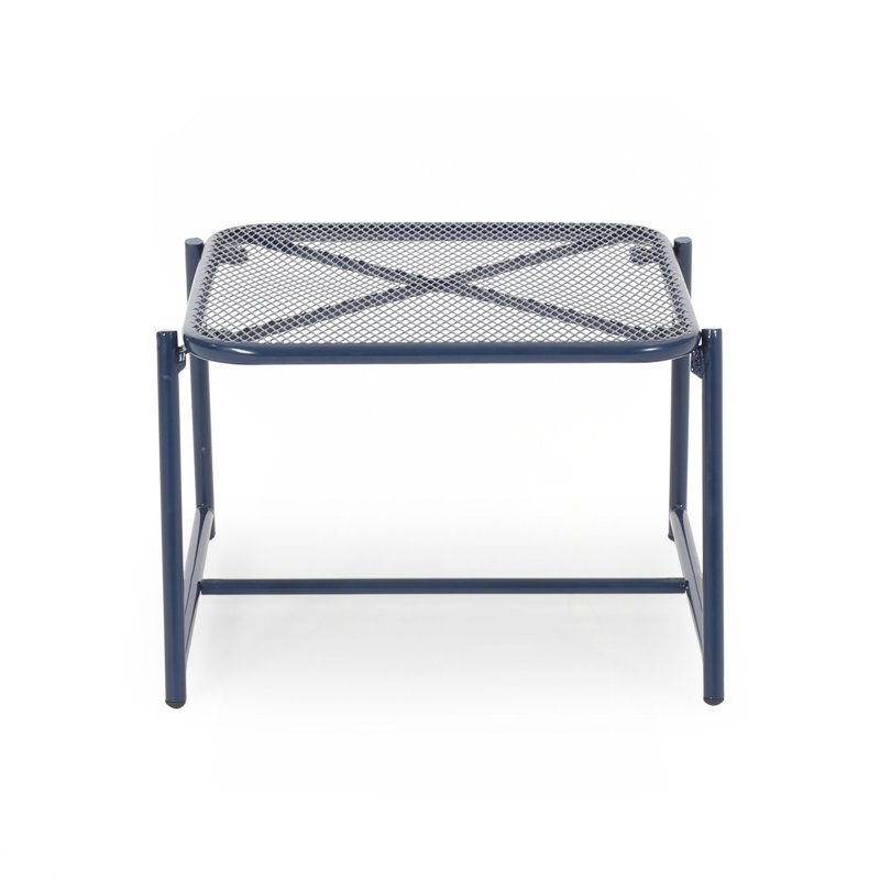 Table d'appoint moderne en fer avec plateau en filet, parfaite pour les espaces extérieurs et les décors contemporains.
