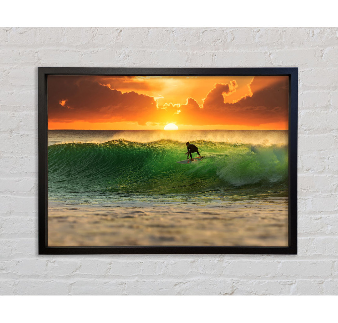 Surfer Sonnenuntergang - Einzelner Bilderrahmen Kunstdrucke auf Leinwand