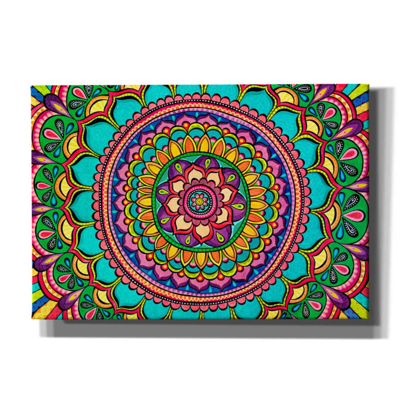 «Happy Dance Mandala» par Hello Angel, estampe numérique sur toile, H 18 po x l 26 po x P 0,75 po