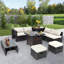 Ensemble de meubles de patio 9 pièces avec foyer 32 po Costway-24410191