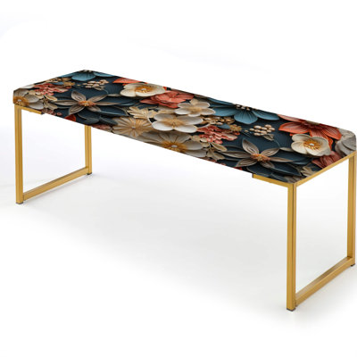 Origami Inspirations - Oriental Upholstered Gold Bench