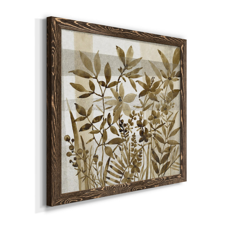 «Neutral Garden II» - Toile encadrée de qualité supérieure - prête à être accrochée, H 27,5 po x l 27,5 po x P 1,5 po