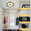 Plafonnier semi-encastré, abat-jour tambour en tissu 3 lumières avec structure en métal noir, luminaires de vestibule, plafonnier près de la chambre à coucher, salon, cuisine, couloir