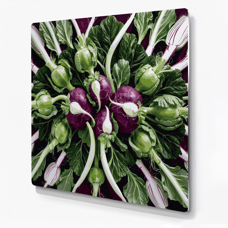 Légumes, art mural noir en métal chou-rave