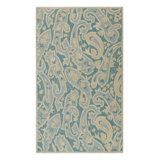 Rug & Kilim’S Contemporary Chain Stitch Rug In Blue With Cream Floral Patterns