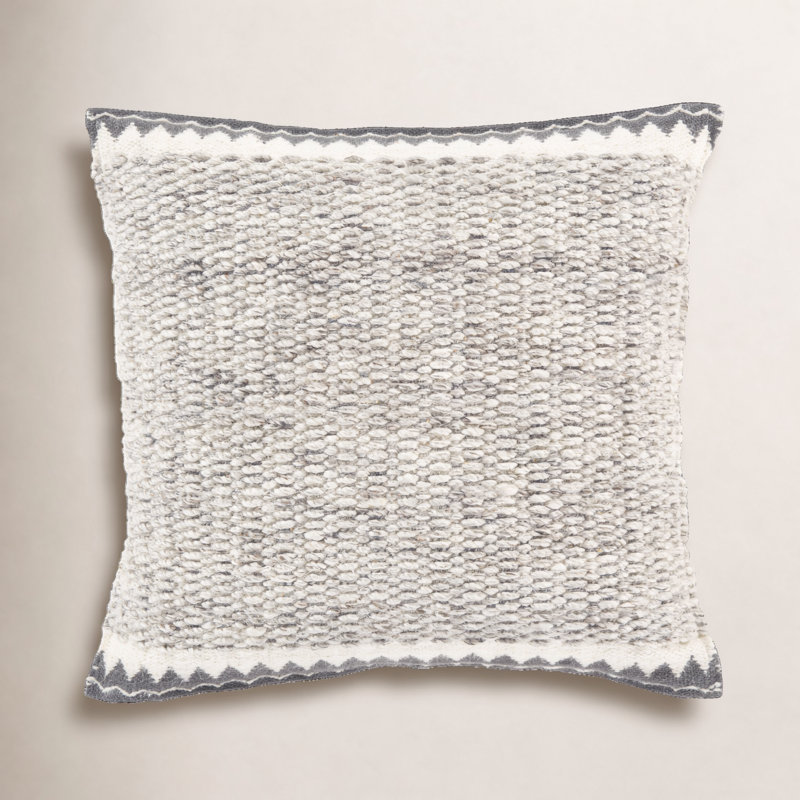 Reni Wool Blend Reversible Throw Pillow, 18"H x 18"W, Polyester/Polyfill