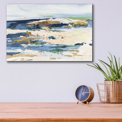 Art mural en verre épique «Shoreline Dreams 1» par Melissa Wang, 16 po x 12 po