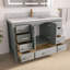Meuble-lavabo de 48 po Aura avec plateau en marbre d'ingénierie à surface solide, meuble-lavabo autoportant moderne avec comptoir texturé et dosseret Aura-2014650740-2034738194