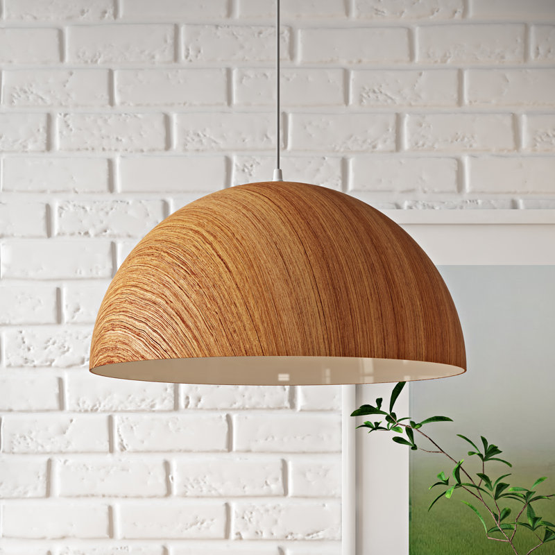 Forest 1 - Light Brown Wood Dome Pendant