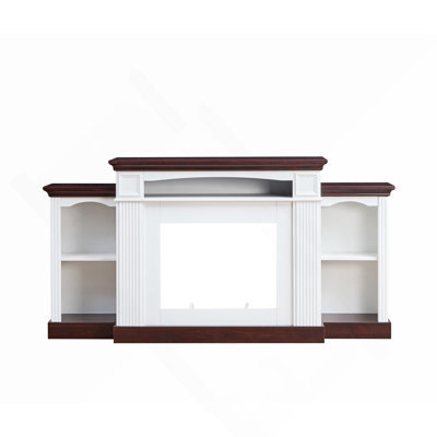 Meuble télé avec foyer électrique pour téléviseur de 70 po, foyer de 23 po avec manteau de cheminée, meuble télé de salon avec télécommande