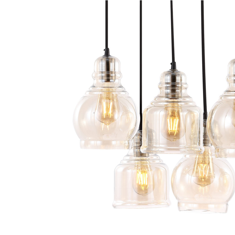 Luminaire suspendu rustique en fer / verre 18,88 po Angelus, nickel / champagne Angelus
