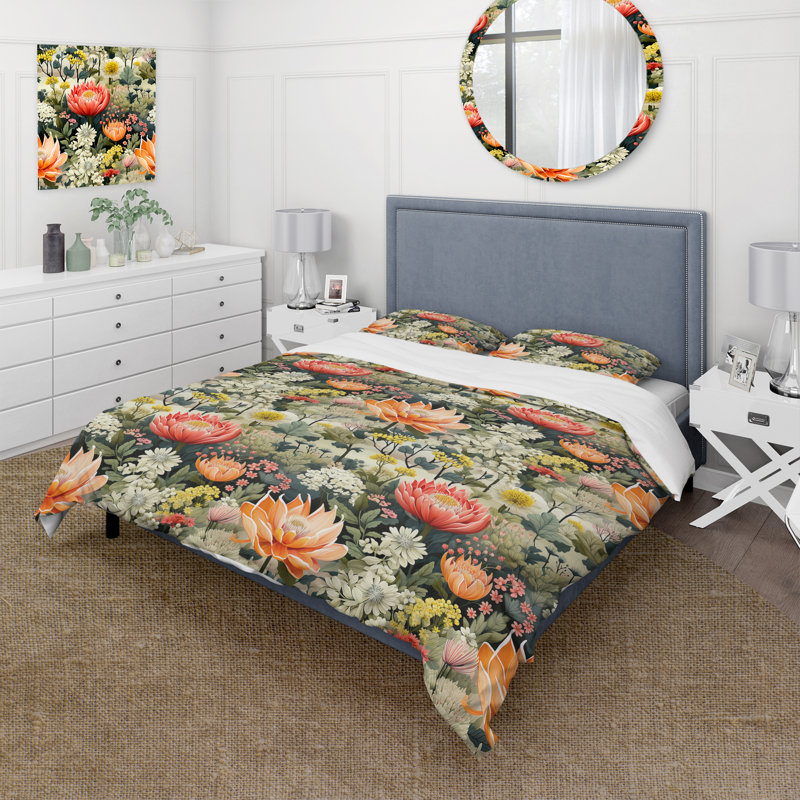 Ensemble de housse de couette Oasis Fields, Housse de couette pour grand lit et 2 taies décor