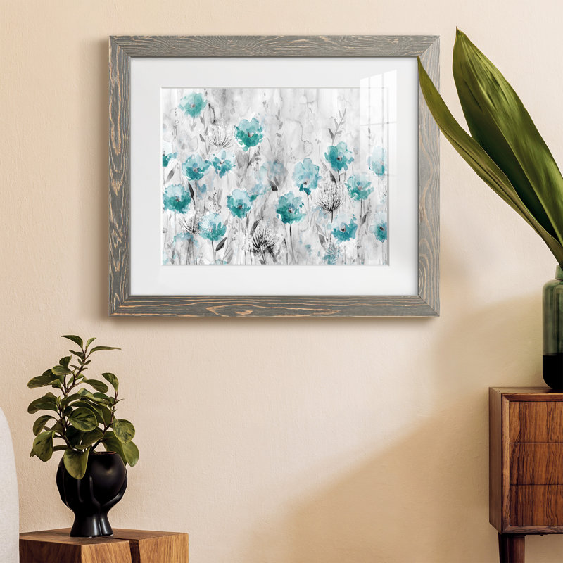 «Poppy Garden» - peinture encadrée, H 24 po x l 18 po x P 1,5 po, Encadré gris