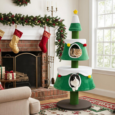 Arbre de Noël 61,5 "avec 2 grands condos, poteaux à griffer en jute naturel