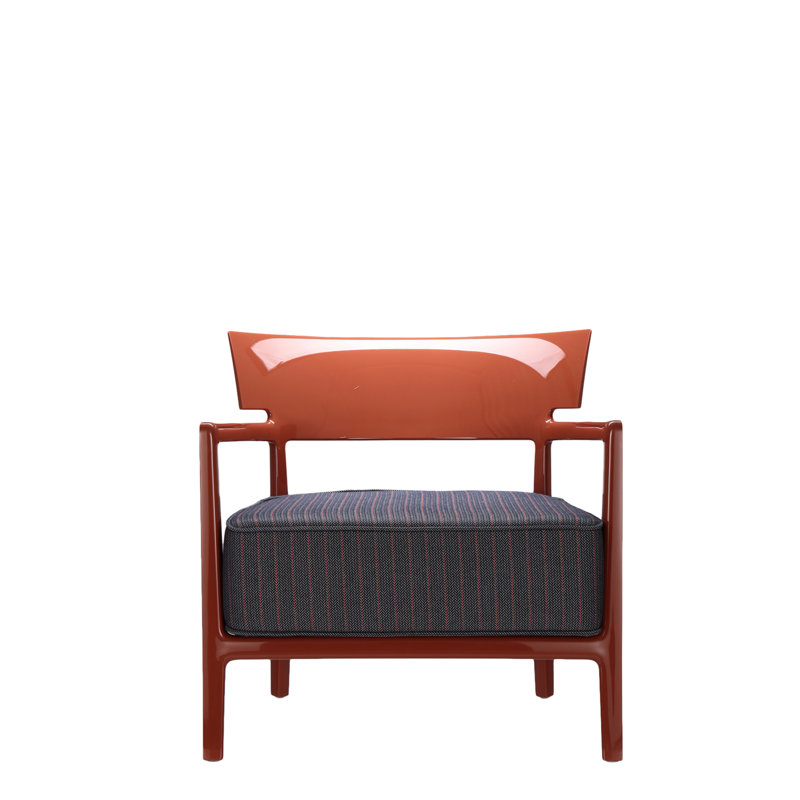 Cara Wood Outdoor Lounge Chair, Rusty/Blue, Orange