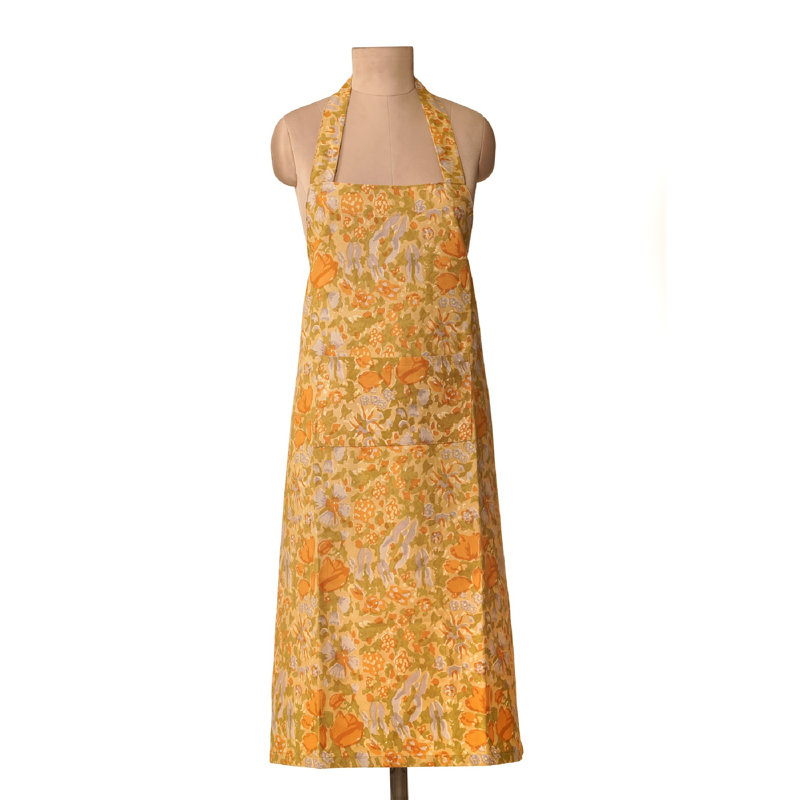 Jardine Floral Cotton Bib Apron, Mustard/Gray