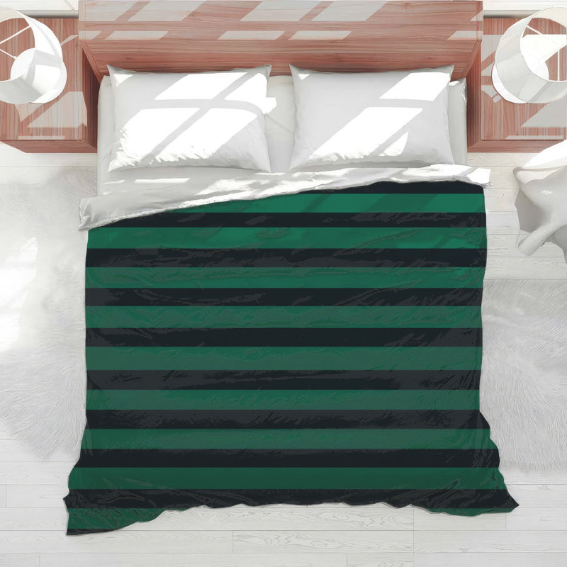 Stripes Bedding Pattern Comforter Modern, Twin XL Comforter, Green Striped