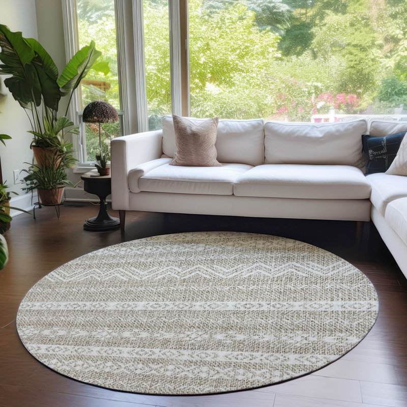 Tapis intérieur / extérieur Cean avec envers antidérapant, Rond 8 pi