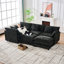 Canapé modulaire de 140,9 pouces en forme de U avec 2 repose-pieds mobiles, 4 coussins et 2 coussins décoratifs en tissu cachemire doux, noir-129424485