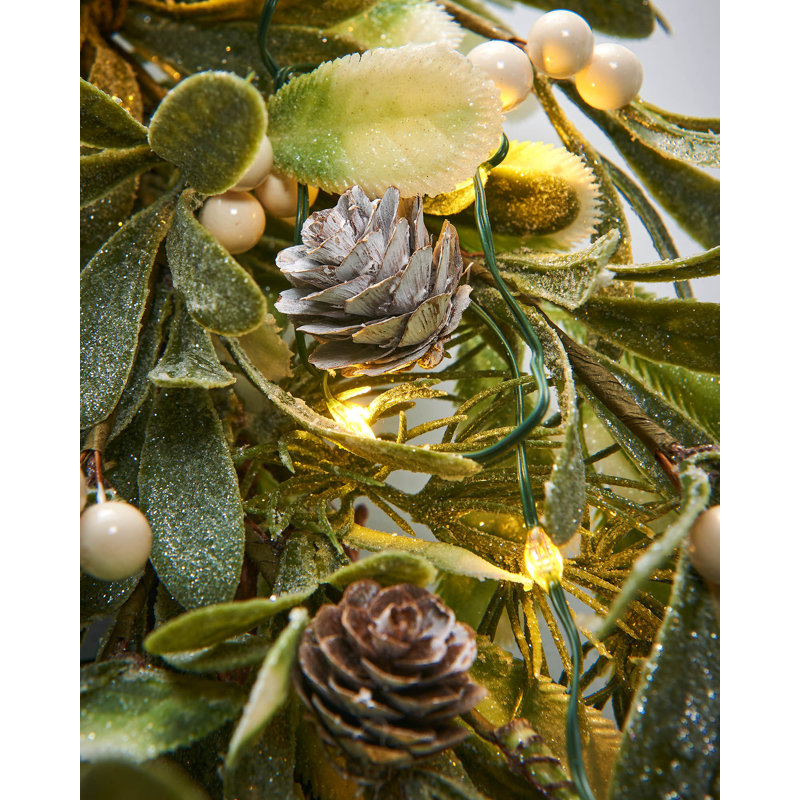 Faux Lighted Mistletoe 10.2cm Wreath