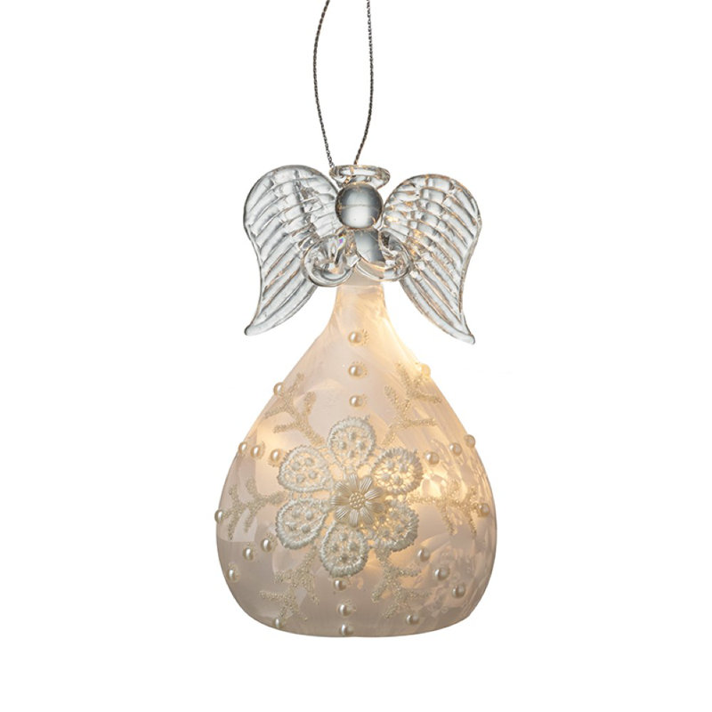 10cm Glass Lighted Hanging Figurine Ornament