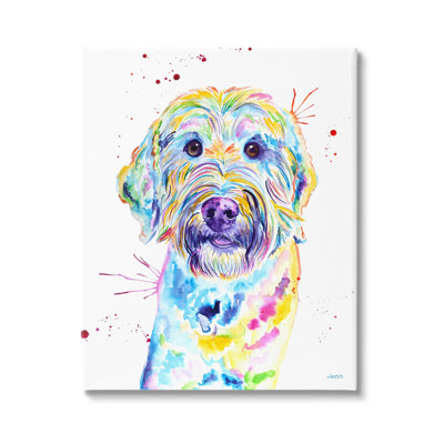 «Vivid Goldendoodle Dog Pet Floater», art mural par Jen Seeley