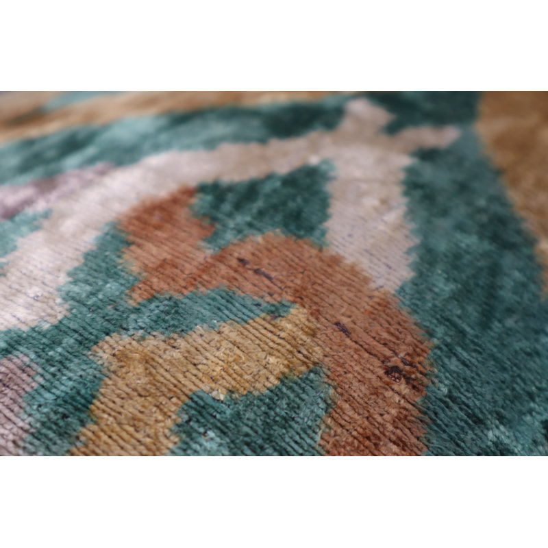 Velvet Lumbar Pillow Cover & Insert, Green/Beige/Teal Geometric 3