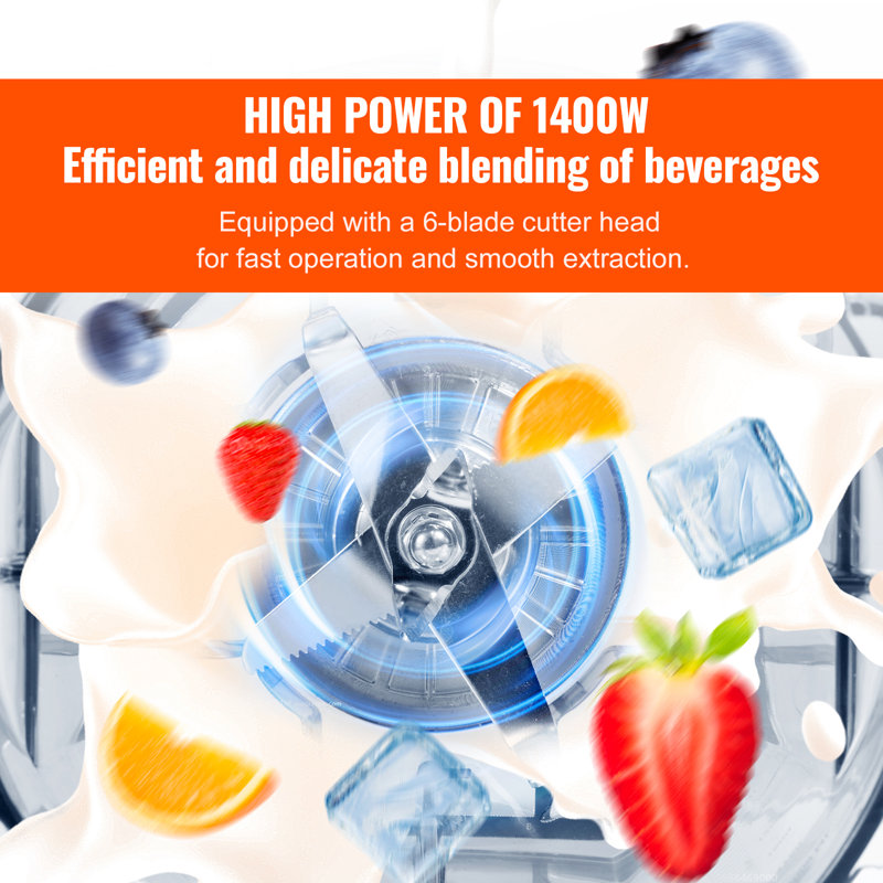 VEVOR Black Stainless Steel Commercial Countertop Blender with Variable Speed